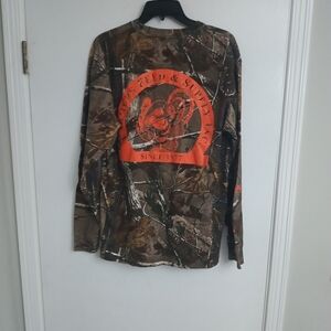 Camo Long Sleeve Shirt with Orange Accents